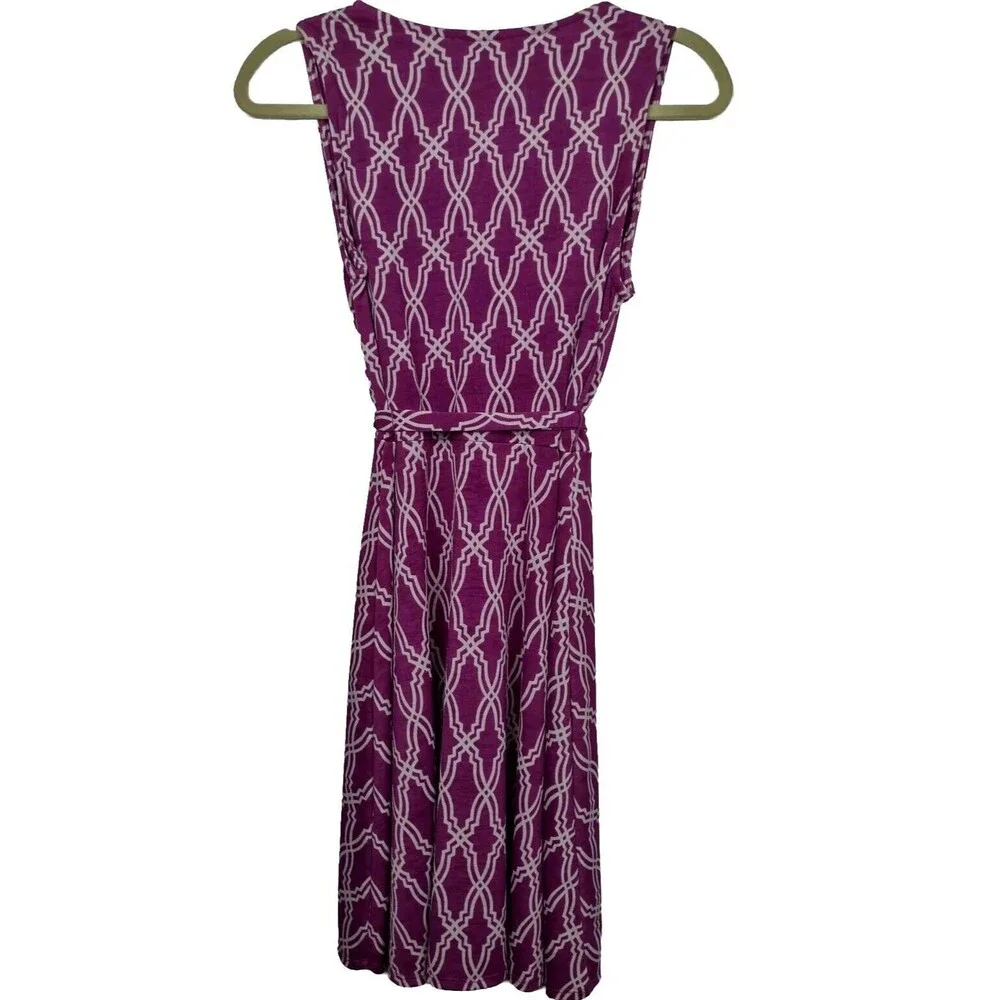 41 Hawthorn Wrap Dress Size Small Sleeveless Purple & Gray Geometric Travel